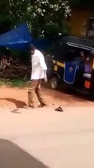 Funy video-drunk man try to wear footwear