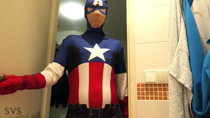 Spiderman vs Captain America - Bath Time _ REAL LIFE