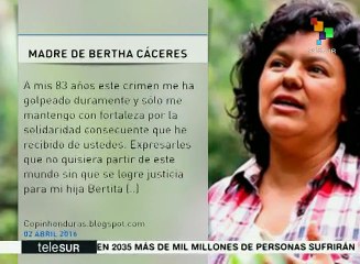 Austreberta Flores pide a Juan Hernández justicia para Berta Cáceres