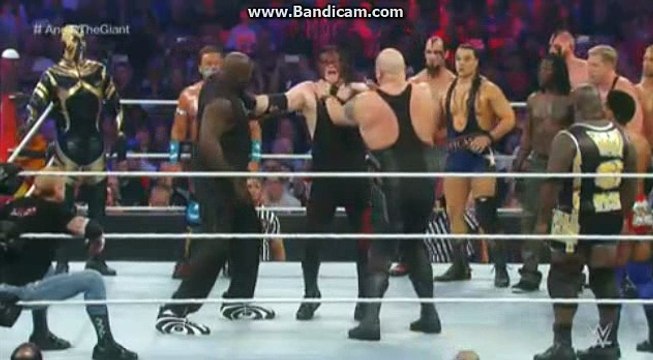 Wrestlemania 32 Shaquile O'neal and Big Show double chokeslam to Kane
