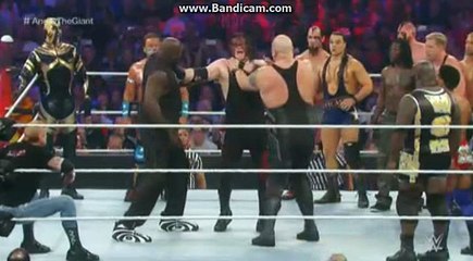 Wrestlemania 32 Shaquile O'neal and Big Show double chokeslam to Kane