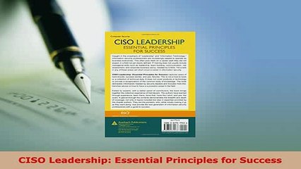 PDF  CISO Leadership Essential Principles for Success PDF Full Ebook