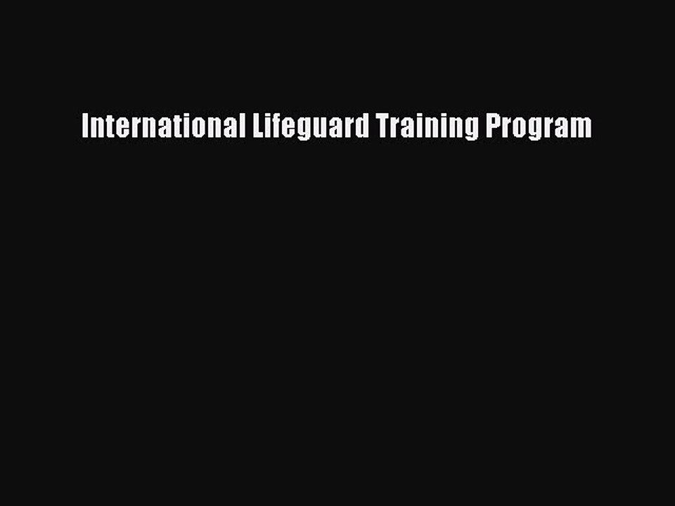PDF International Lifeguard Training Program  EBook