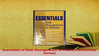 Download  Essentials of Risk Management in Finance Essentials Series Read Online