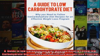 Read  A  Guide to low Carbohydrate diet Why you Need to Follow low Carbohydrate Diet Recipes  Full EBook