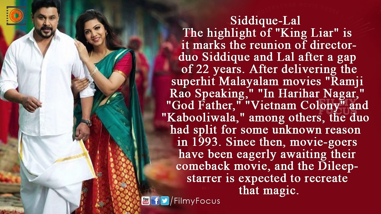 King Liar Malayalam Movie 3 reasons to watch Dileep-Madonna Sebastian-Starrer- Filmyfocus.com