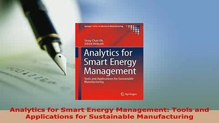 PDF  Analytics for Smart Energy Management Tools and Applications for Sustainable Ebook