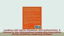 PDF  Leading with Spirit Presence and Authenticity A Volume in the International Leadership PDF Online