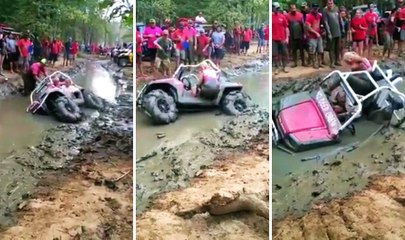 Çamura Saplanan Off Road Aracını Çıkaramadılar