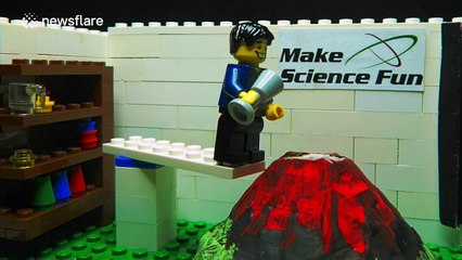 Awesome lego animation shows how to make a mini volcano