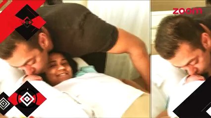 Salman Khan & Sanjay Dutt meet Arpita Khan's baby