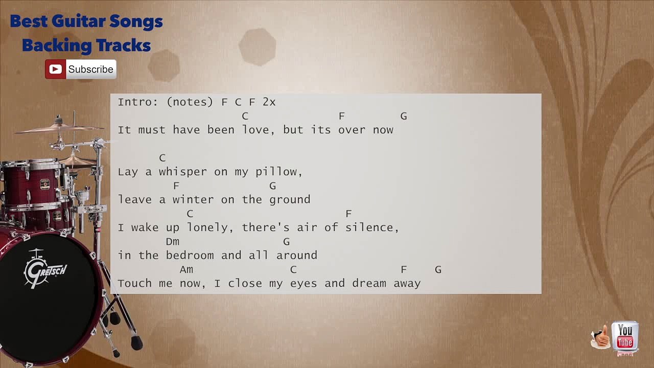 It Must Have Been Love - Roxette (Pretty Woman) Drums Backing Track with chords and lyrics