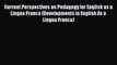 PDF Current Perspectives on Pedagogy for English as a Lingua Franca (Developments in English