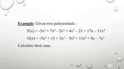 Addition of two polynomials in one variable