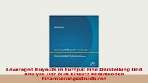 Download  Leveraged Buyouts in Europa Eine Darstellung Und Analyse Der Zum Einsatz Kommenden PDF Full Ebook