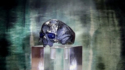 Natural Star Sapphires Half Jaw Sterling Silver Skull Ring Handcrafted by SignoRings.com
