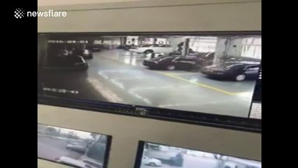 Rolls-Royce falls off car lift during repair work