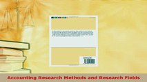 Download  Accounting Research Methods and Research Fields PDF Book Free