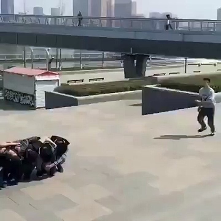 Amazing jump over people