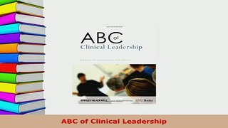 PDF  ABC of Clinical Leadership  EBook