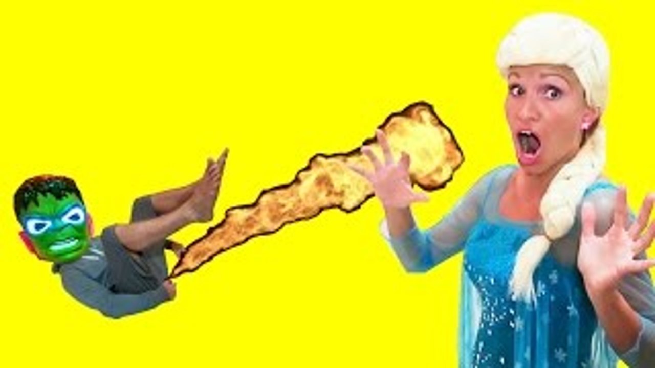 FROZEN ELSA vs HULK FARTING FIRE - Funny Superhero Movie in Real Life