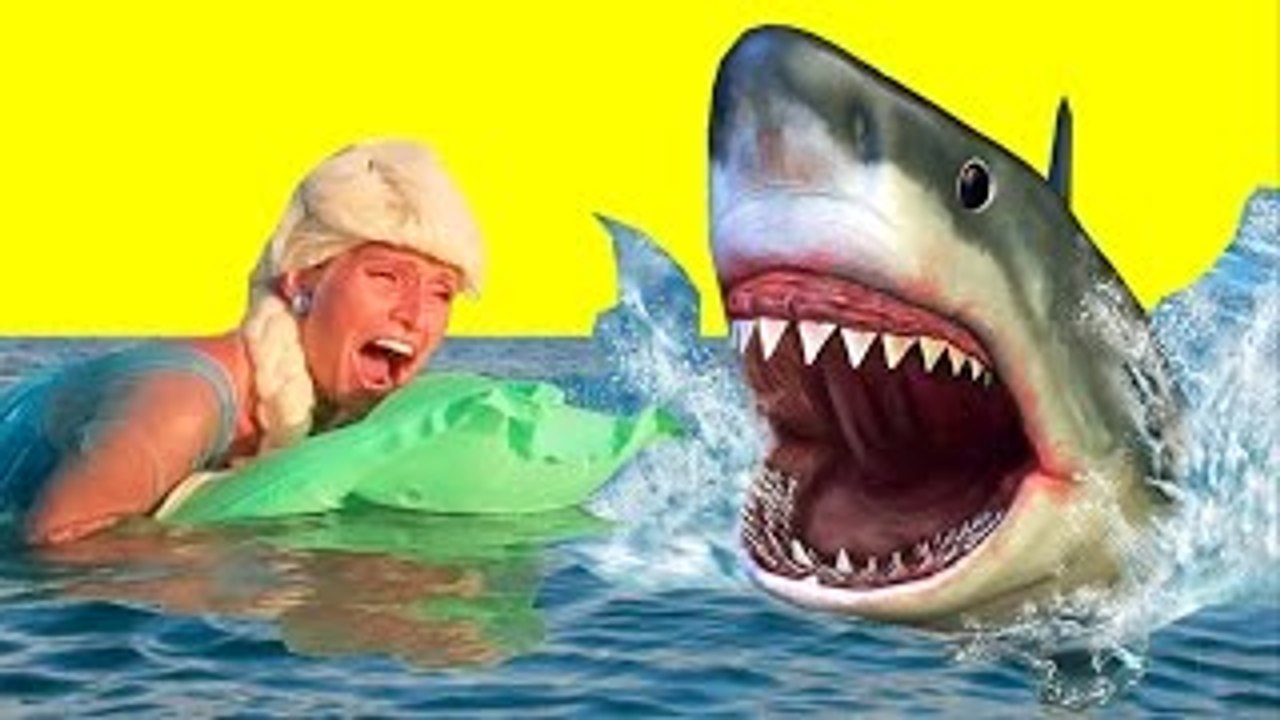 FROZEN ELSA vs SHARK ATTACK PRANK - Funny Superhero Movie in Real Life