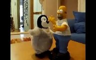 Homer simpson dances with Happy feet mumble