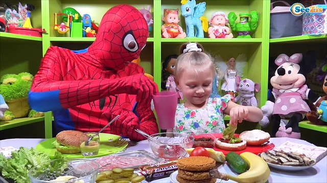Spiderman. ВЫЗОВ. Бургер Челендж от Человека Паука и Ярославы. Видео для детей. Burger Challenge