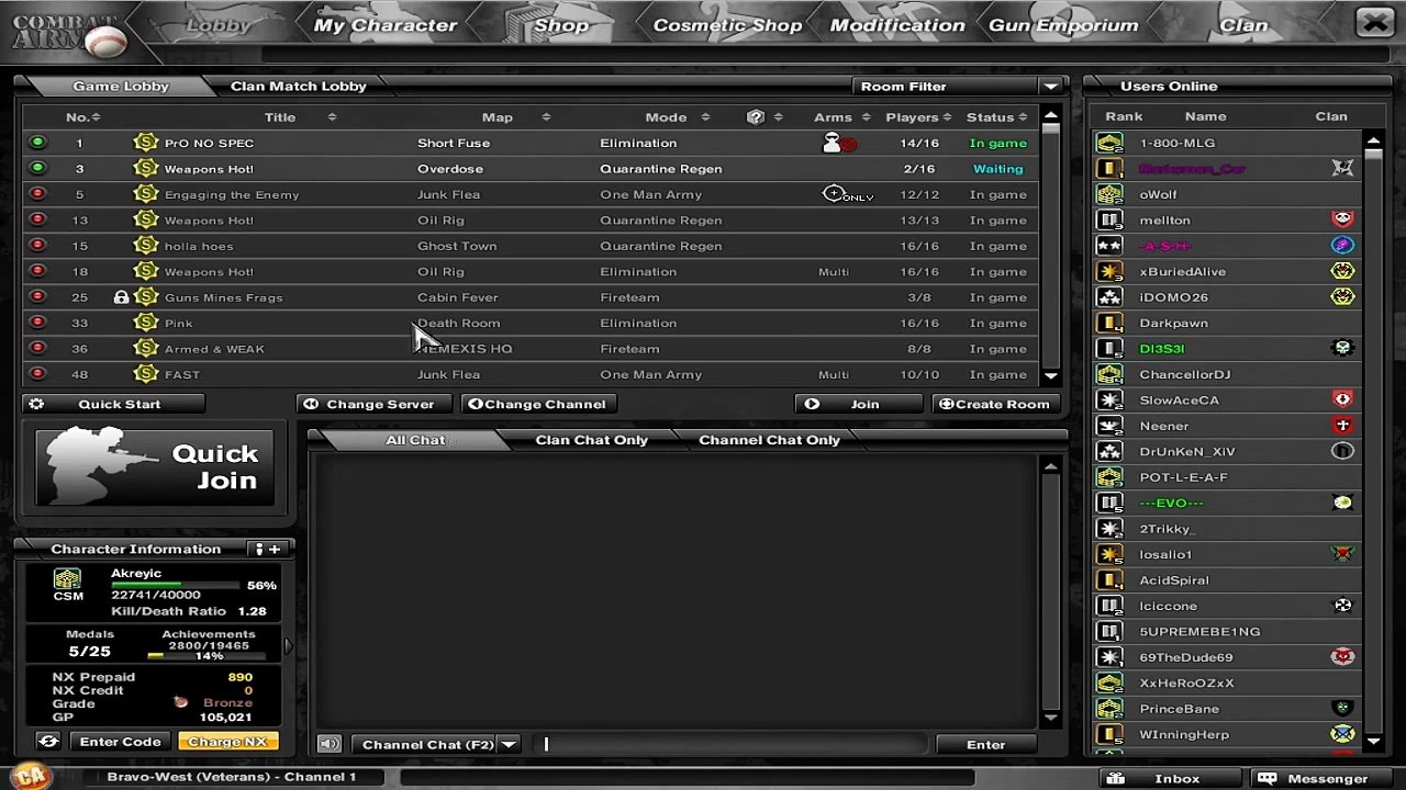 Selling my Combat Arms Account!
