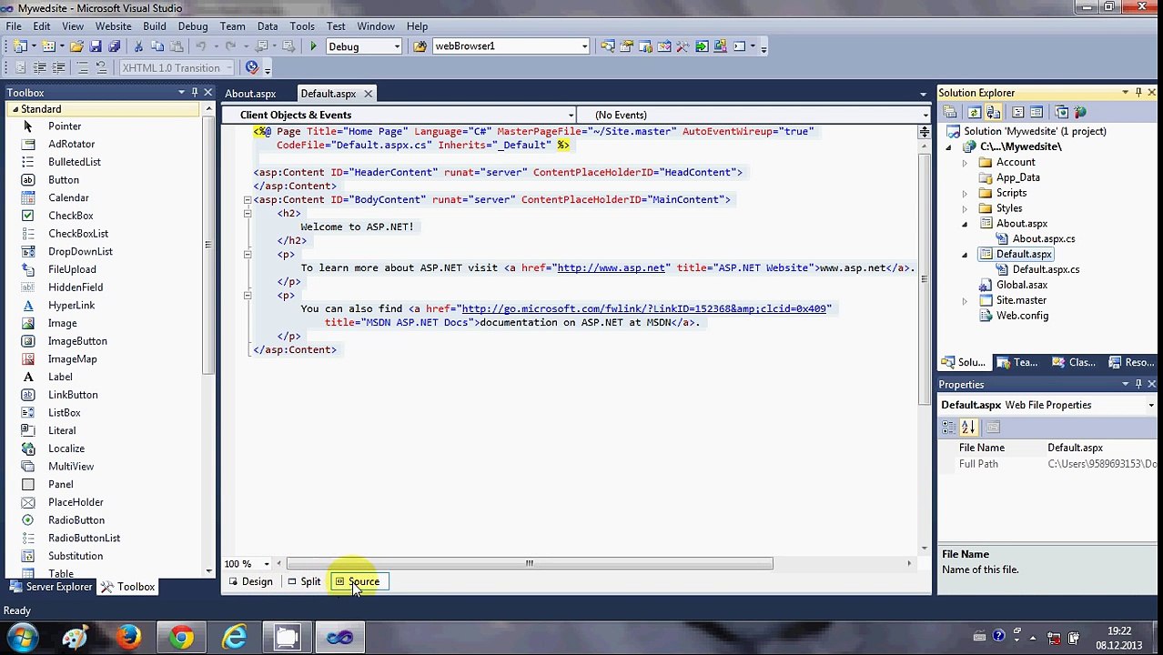 ASP.NET Tutorial 1- Introduction and Creating Your First ASP.NET Web Site