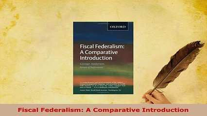 Download  Fiscal Federalism A Comparative Introduction Ebook