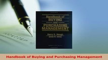 Download  Handbook of Buying and Purchasing Management PDF Online