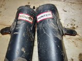 Blue hunter wellies Well worn hunters Dirty wellyboots Navy splattered bog pond fun !