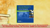 PDF  Human Resources Mangement in Local Government An Essential Guide 3e Former ISBN of 2nd  Read Online