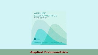 Download  Applied Econometrics PDF Book Free