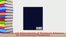 PDF  The Nature and Determinants of Disclosure Adequacy An International Perspective  EBook