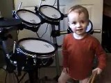 two year old boy drums rock beat!
