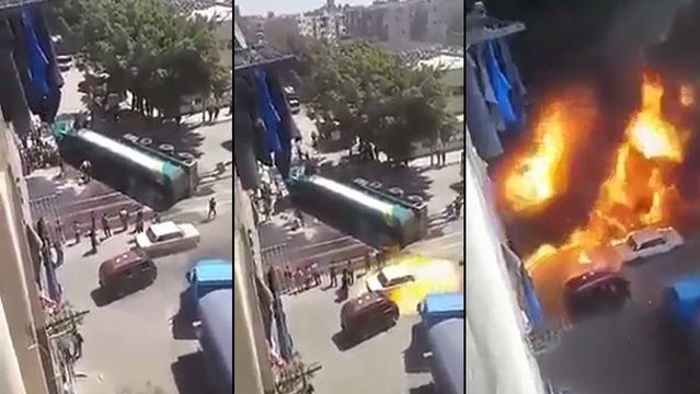 Une voiture s'enflamme à coté d'un camion citerne renversé !