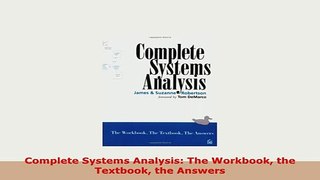 PDF  Complete Systems Analysis The Workbook the Textbook the Answers Ebook
