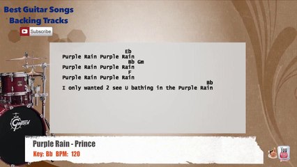 Purple Rain - Prince Drums Backing Track with chords and lyrics