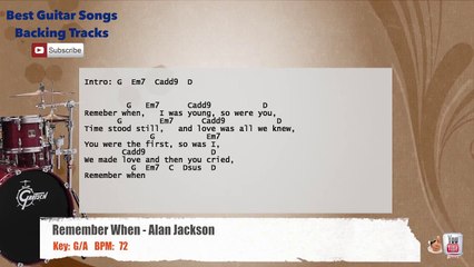 Download Video: Remember When - Alan Jackson Drums Backing Track with scale, chords and lyrics