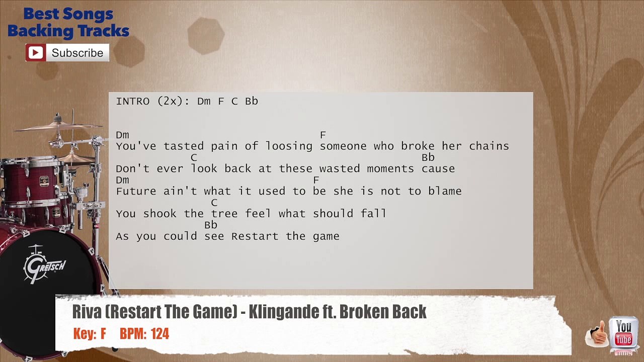Riva (Restart The Game) - Klingande ft. Broken Back Drums Backing Track with chords and lyrics