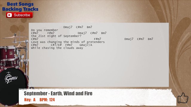 September - Earth, Wind and Fire Drums Backing Track with chords and lyrics