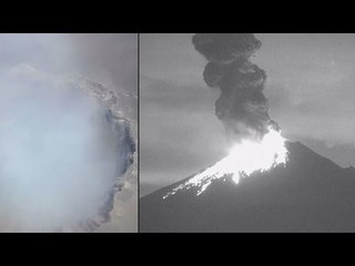 The moment when a volcano erupts