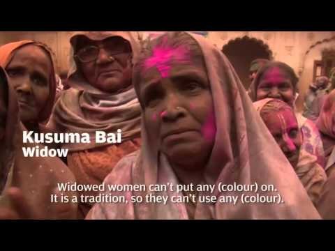 Hundreds of widowed women celebrate Holi at Vrindavan