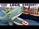 LOGO ROBBERY! --- Electro has stolen the Avengers Logos! Can Captain America, Hulk and Iron Man retrive them? Featuring a Shark Attack, Play Doh, Spiderman, Disney Cars, Pirates, Minions, Transformers, and many more fun toys
