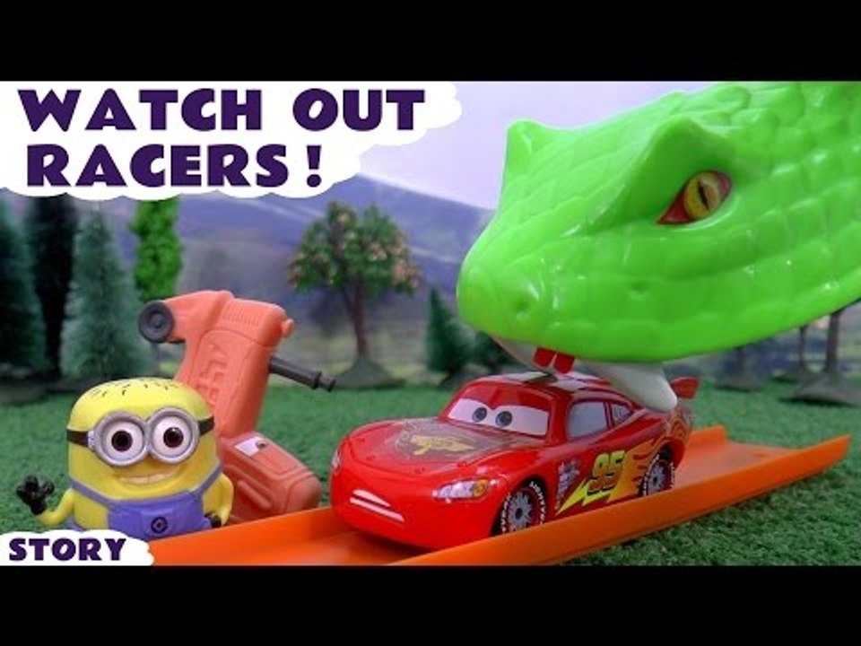 WATCH OUT RACERS! --- Join Disney Cars, The Avengers, Star Wars, Thomas and Friends, and Spiderman in a knockout competition on this Hot Wheels Snake set, with Minions and Peppa Pig judging, Who will win?