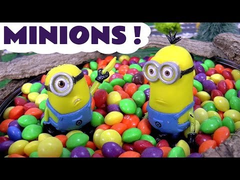 MINIONS! - Funny Minions with Thomas and Friends open Kinder Surprise Eggs, but must watch out for the Shark and Skittles! Featuring Disney Frozen, Batman, My Little Pony MLP, Transformers and many more family fun toys