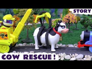 COW RESCUE! --- Join Rubble and Rocky from the Paw Patrol pups in this Funny Rescue toy story as he tries to move a cow, Featuring Thomas and Friends, Play Doh and many more family fun toys! Second half features Spiderman and the Avengers