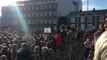 Footage of thousands of demonstrators outside Iceland's parliament building